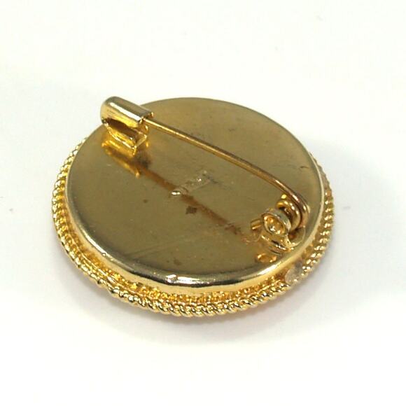 1950s Italian Micro Mosaic Brooch Floral Raised Design Gold Frame Italy - Picture 4 of 10